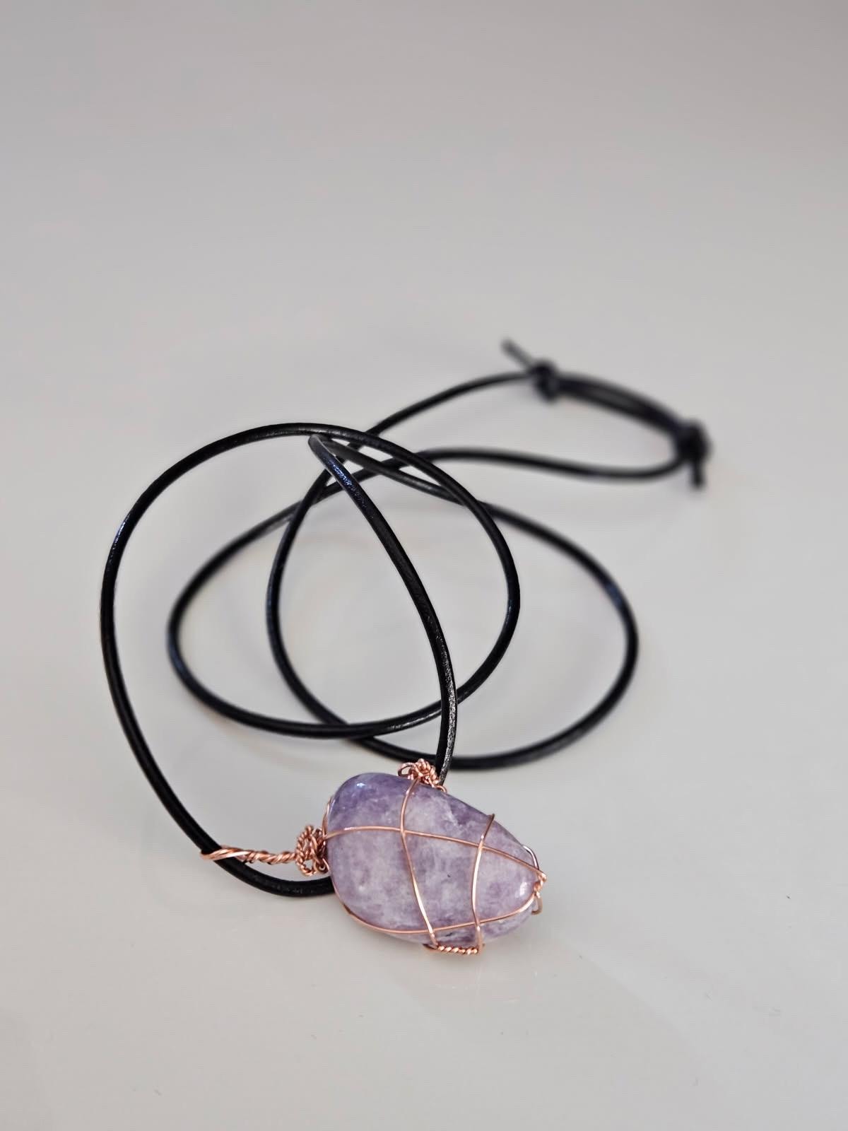 Lepidolite Pendant | Copper Wire Wrapped Stone