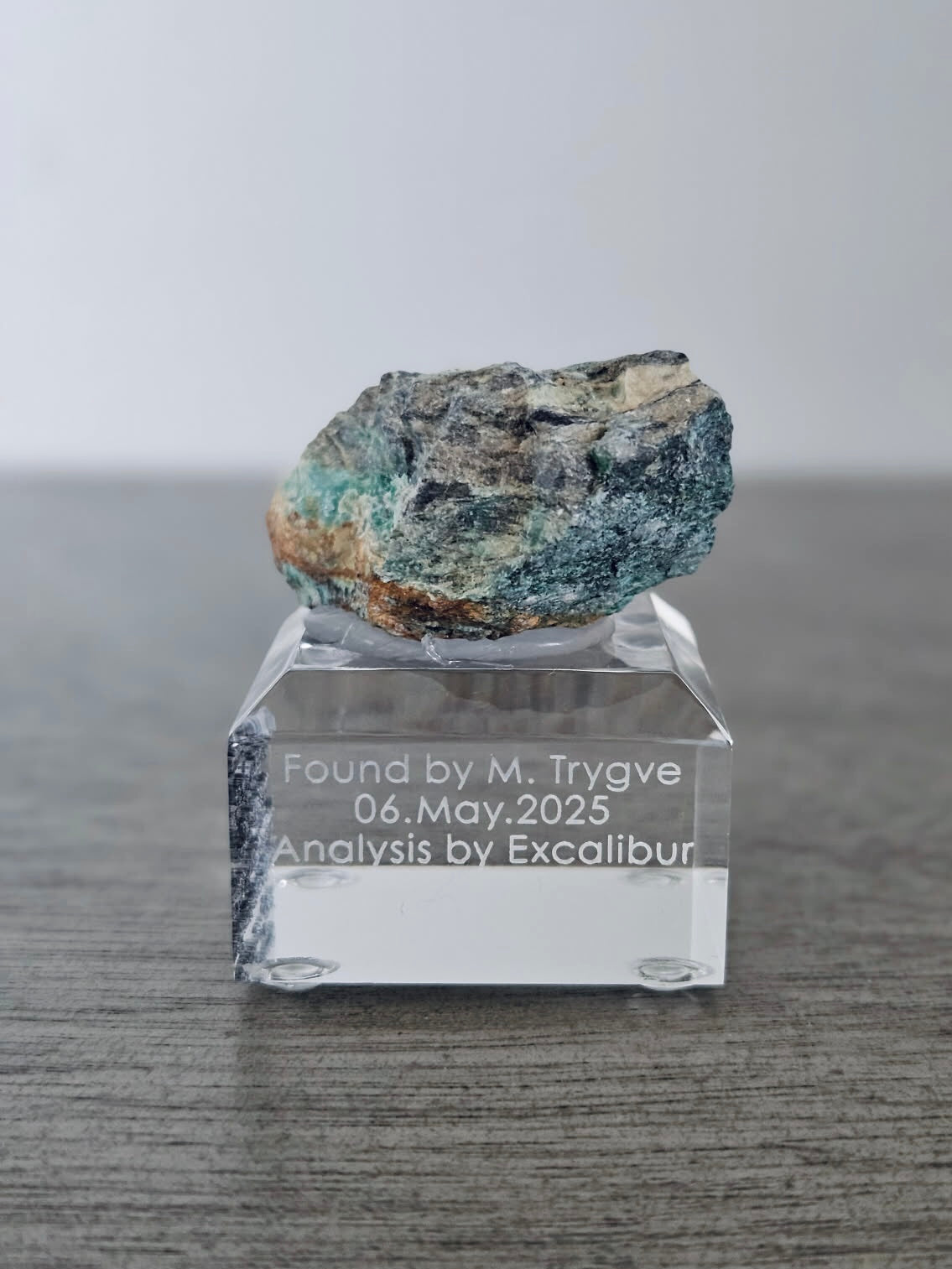 Pyrite, Talc & Serpentine (Self-find, Analyzed) | Acrylic Mineral Display