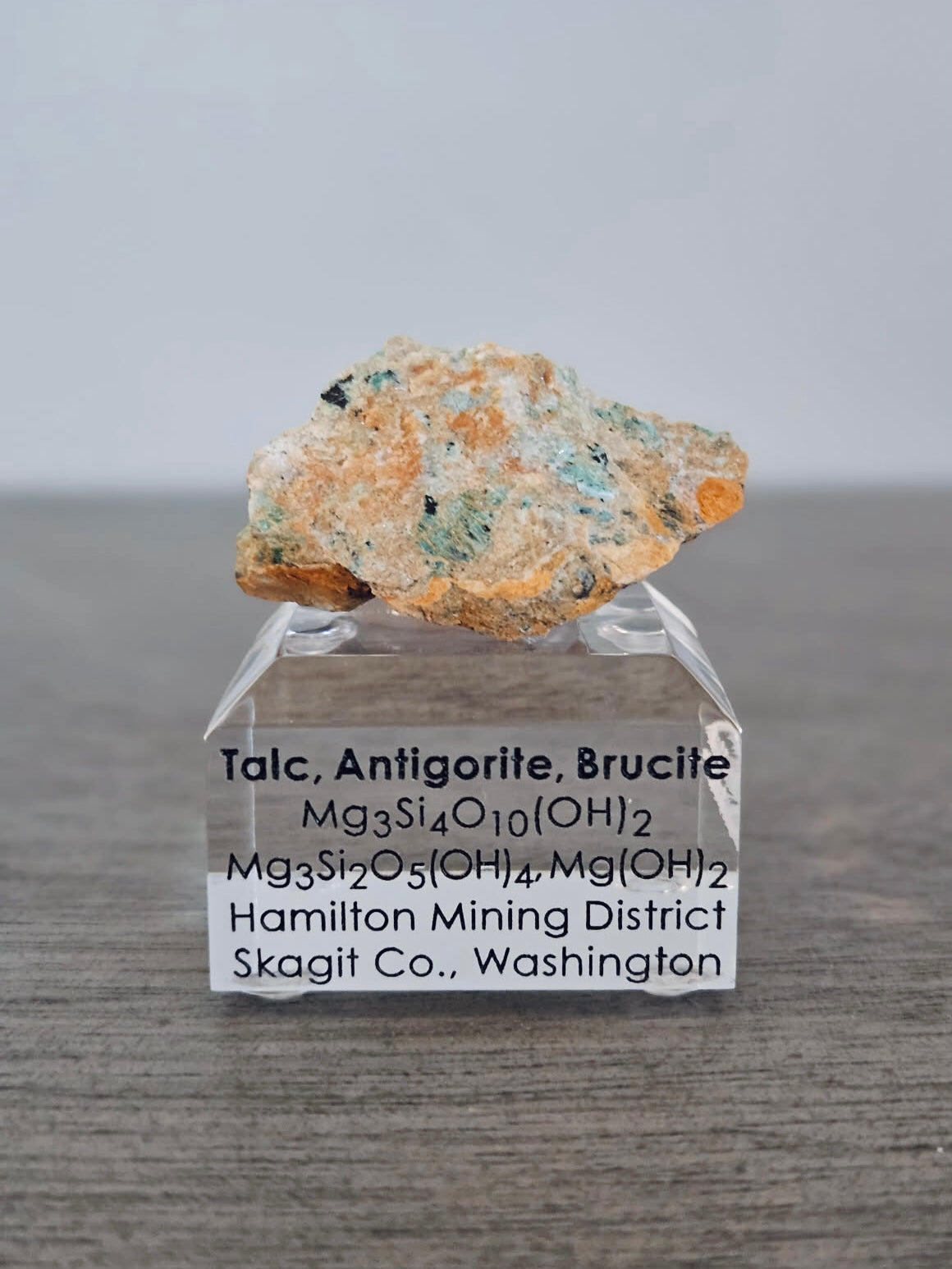 Talc, Antigorite & Brucite (Self-find, Analyzed) | Acrylic Mineral Display