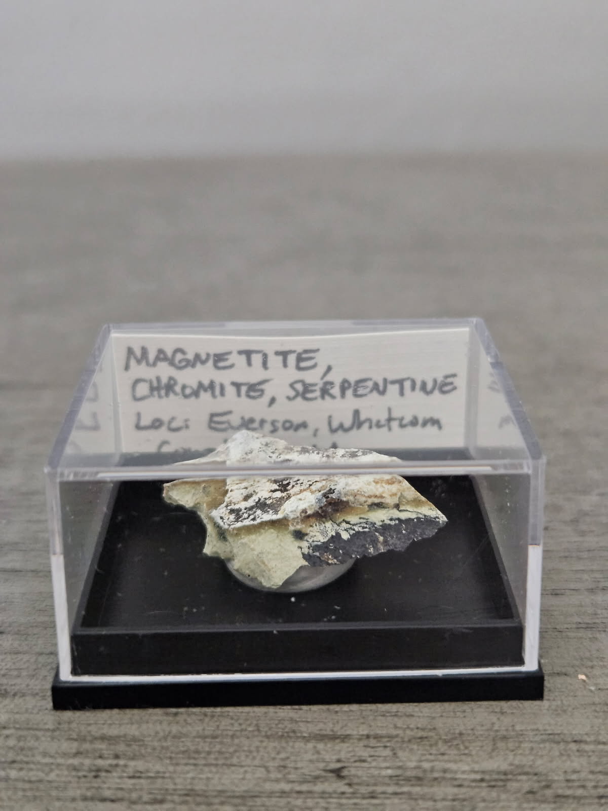 Magnetite, Chromite & Serpentine (Self-find, Analyzed) | Mineral Display Box