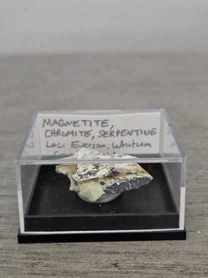 Magnetite, Chromite & Serpentine (Self-find, Analyzed) | Mineral Display Box