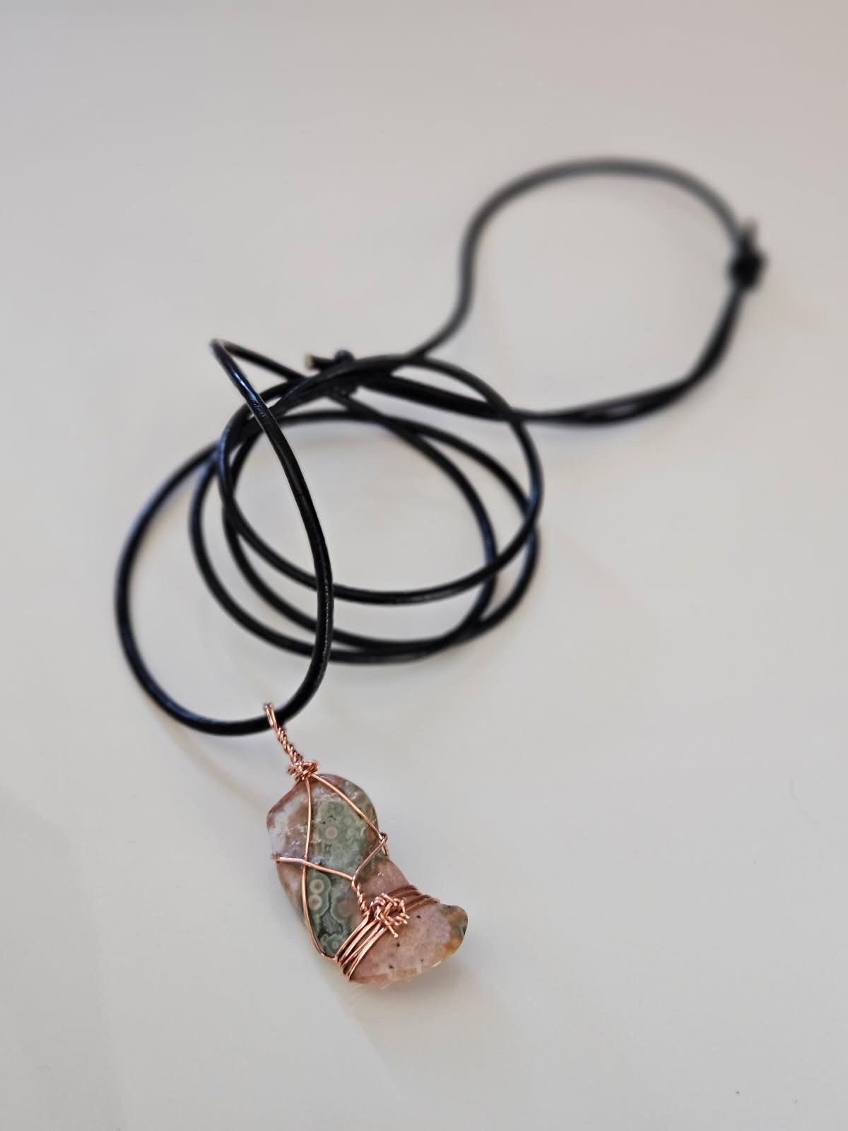 Ocean Jasper Pendant | Copper Wire Wrapped Stone