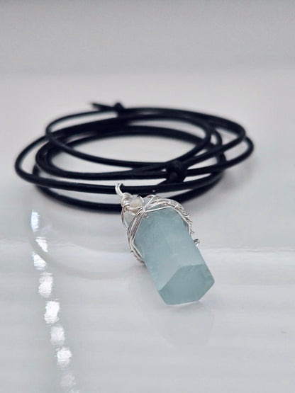 Aquamarine Pendant | Wire Wrapped Gemstone