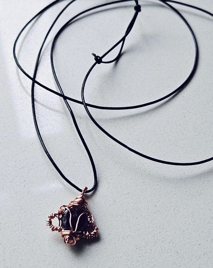 Raw Ruby Pendant (Fluorescent) | Copper Wire Wrapped Gemstone