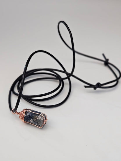Raw Sapphire Pendant | Copper Wire Wrapped Gemstone