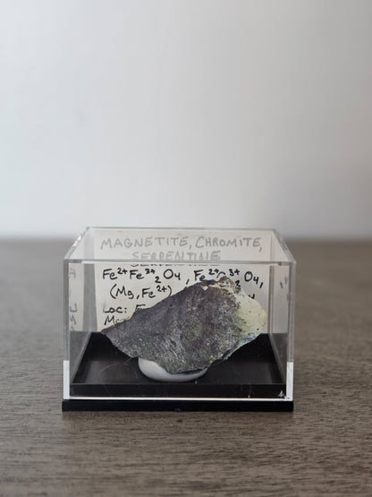 Magnetite, Chromite & Serpentine (Self-find, Analyzed)| Mineral Display Box