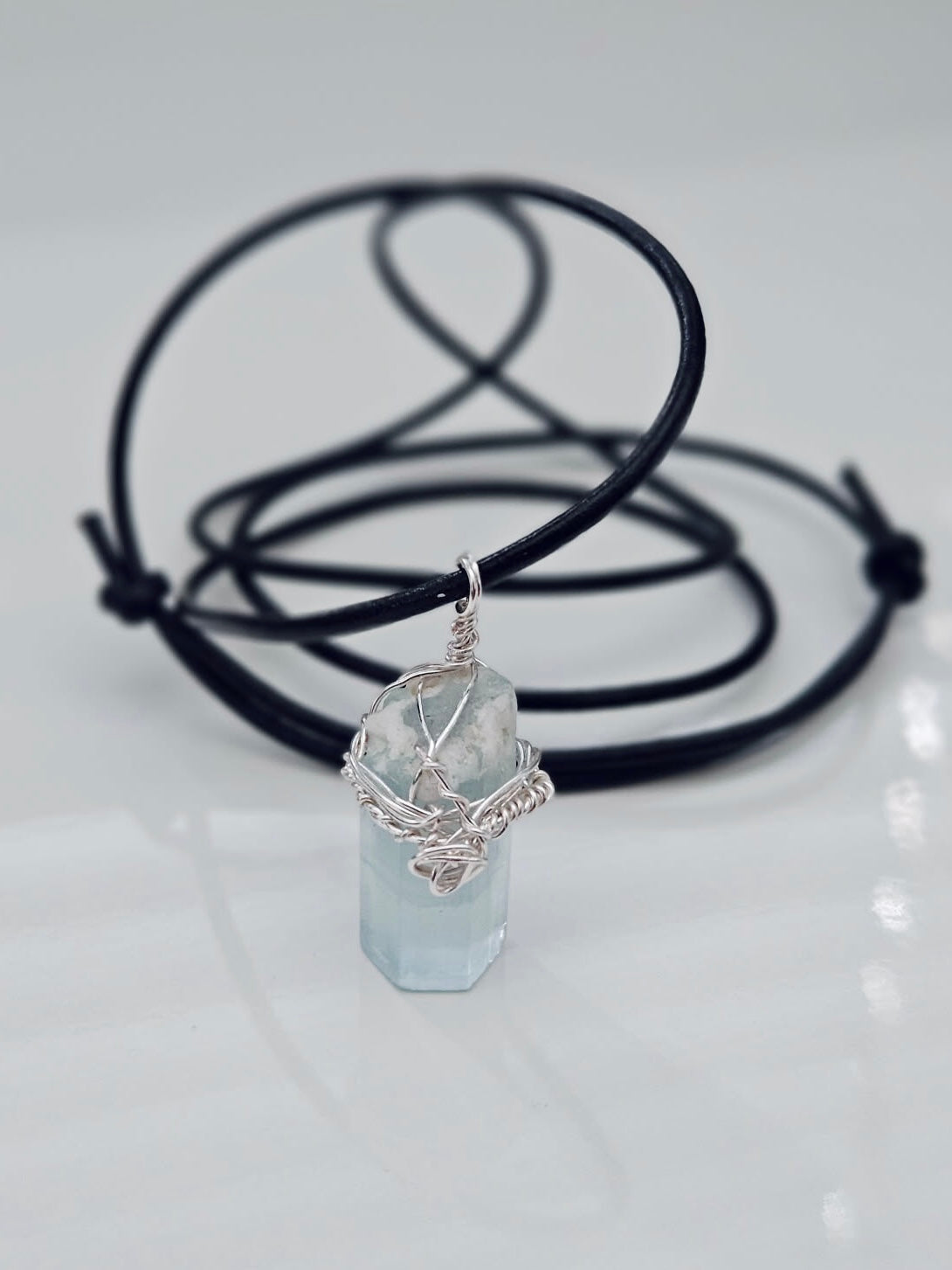 Aquamarine Pendant | Wire Wrapped Gemstone