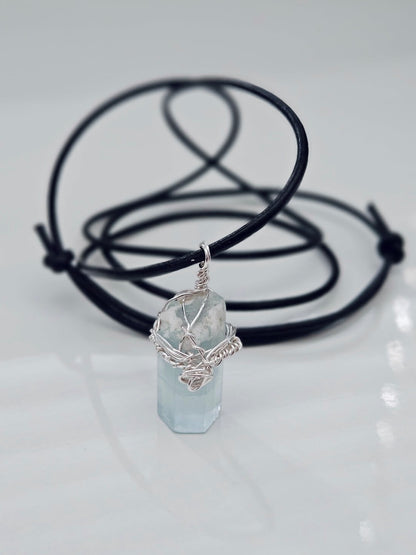 Aquamarine Pendant | Wire Wrapped Gemstone