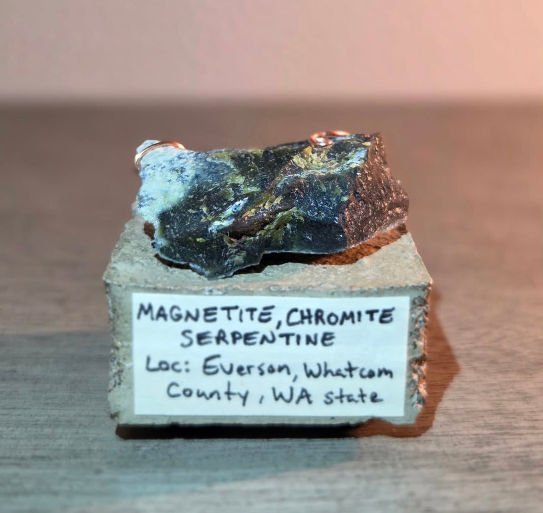 Magnetite, Chromite & Serpentine (Self-find, Analyzed) | Mineral Display Box