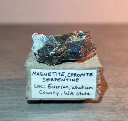 Magnetite, Chromite & Serpentine (Self-find, Analyzed) | Mineral Display Box