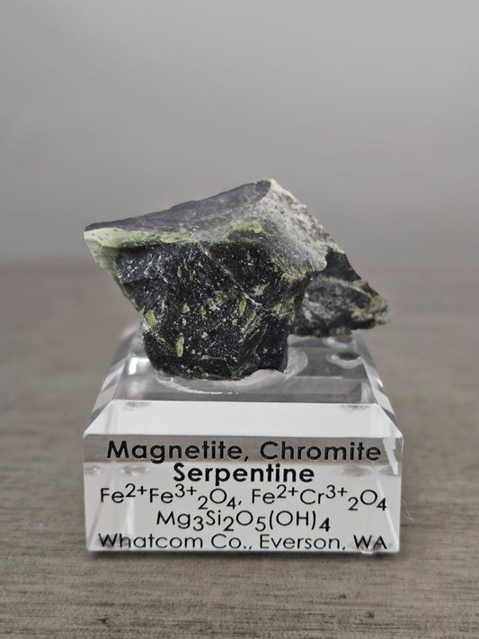 Magnetite, Chromite & Serpentine (Self-find, Analyzed) | Acrylic Display