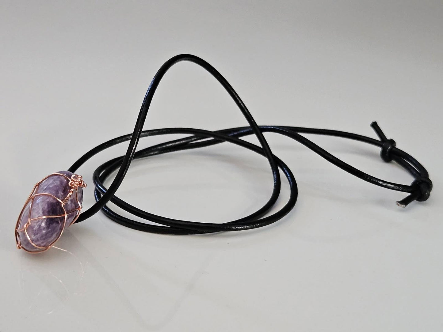 Lepidolite Pendant | Copper Wire Wrapped Stone