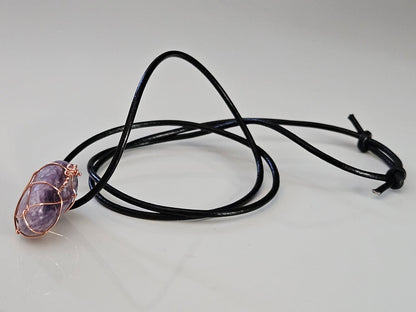 Lepidolite Pendant | Copper Wire Wrapped Stone